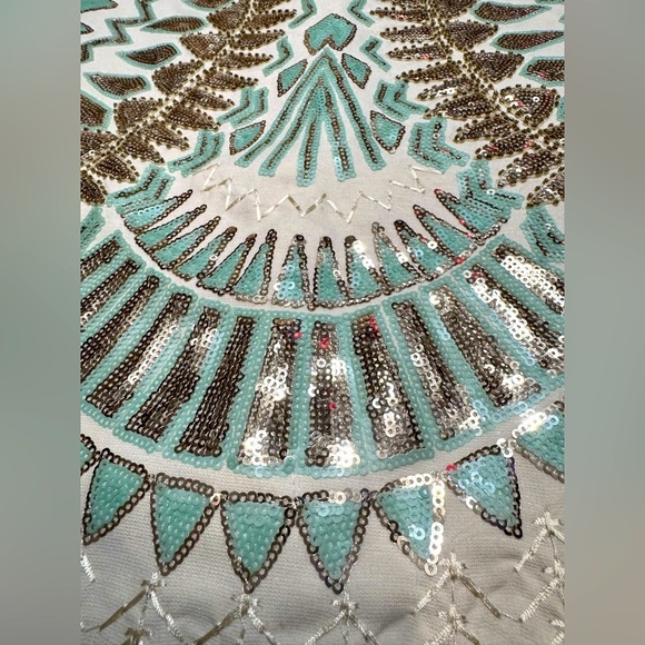 Stunning VERTE All over Embellished Sequin Shift Dress Ivory Size Small Nwot - Picture 9 of 17